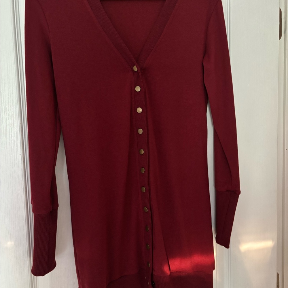 Burgundy Button-Up Cardigan